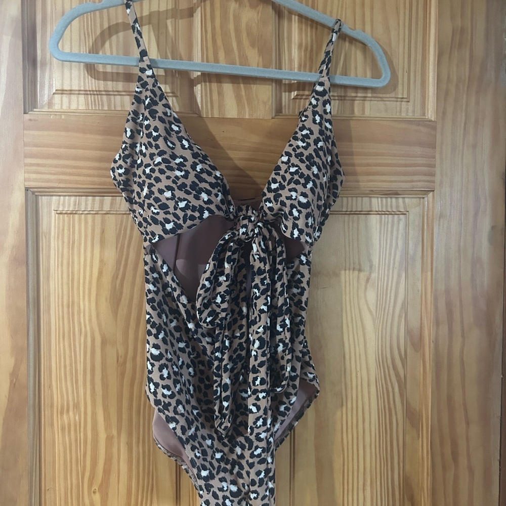 Aerie Leopard Print One-Piece Swimsuit - Picture 2 of 5